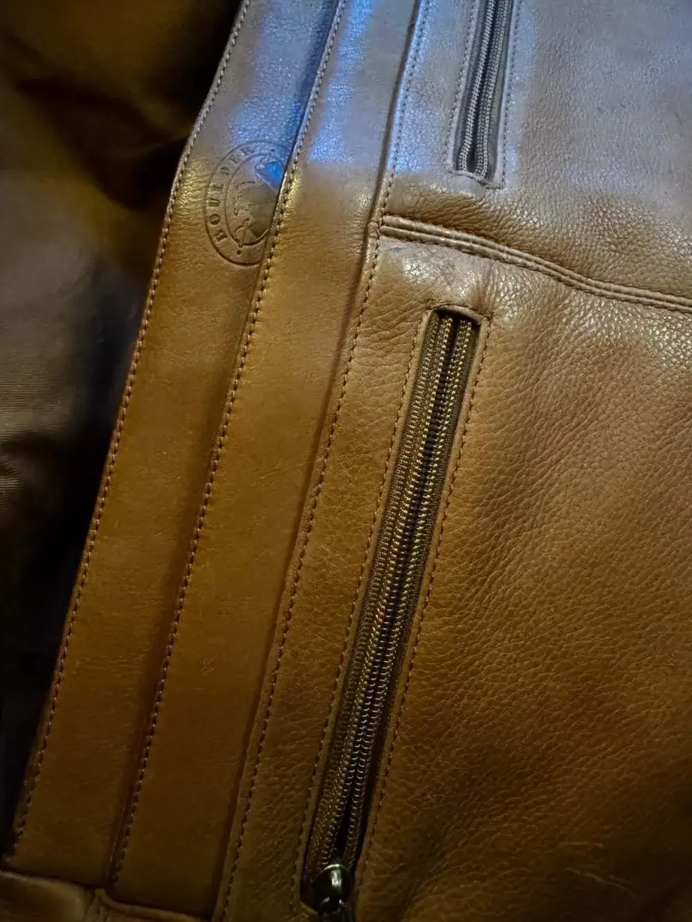 Vintage Boulder Ridge Leather Glove Tanned Leather Briefcase Shoulder Bag Tan